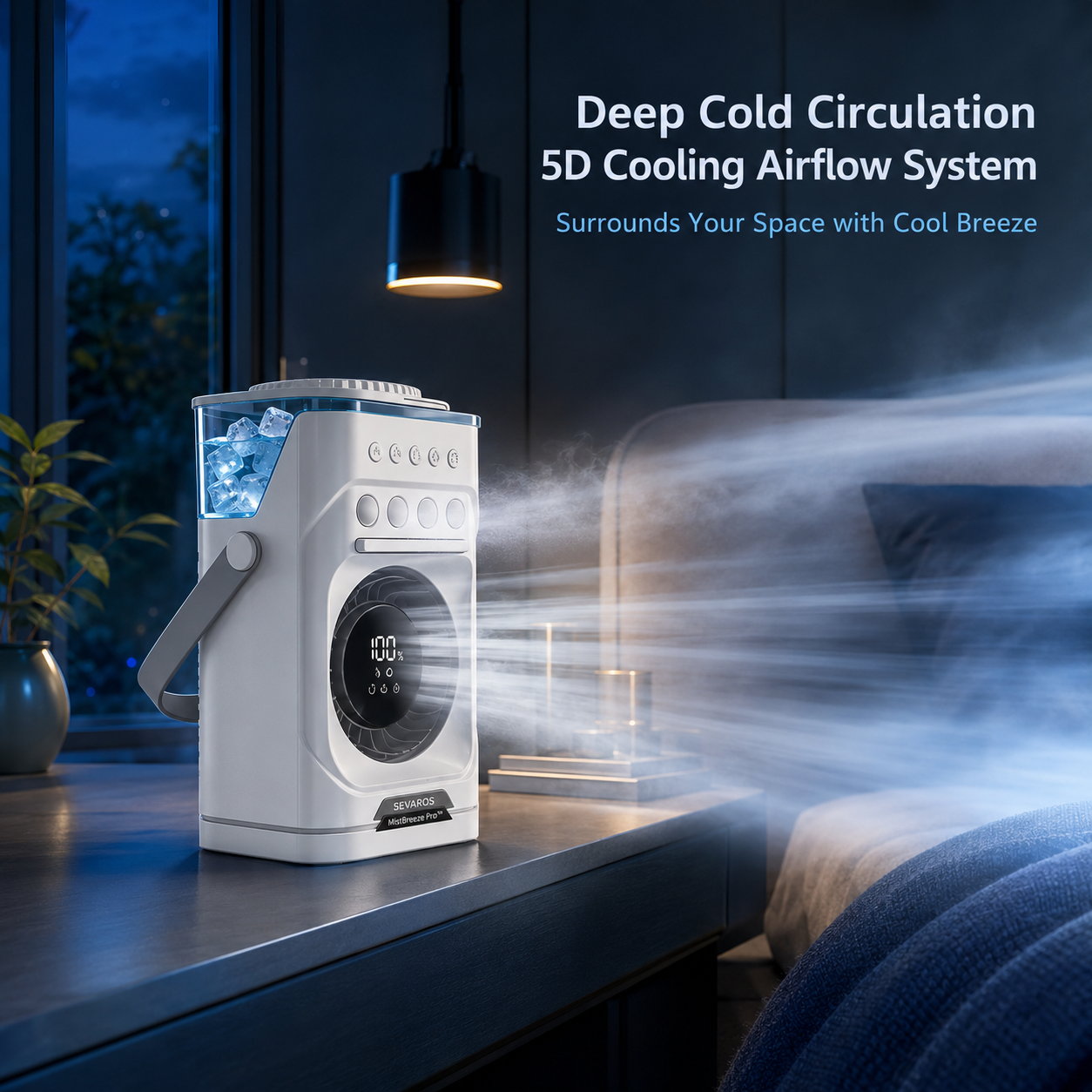Sevaros MistBreeze Pro™ Desktop Spray Fan Remote Control Cooling — USB Humidifier Misting Fan for Home Office Bedroom Study Summer