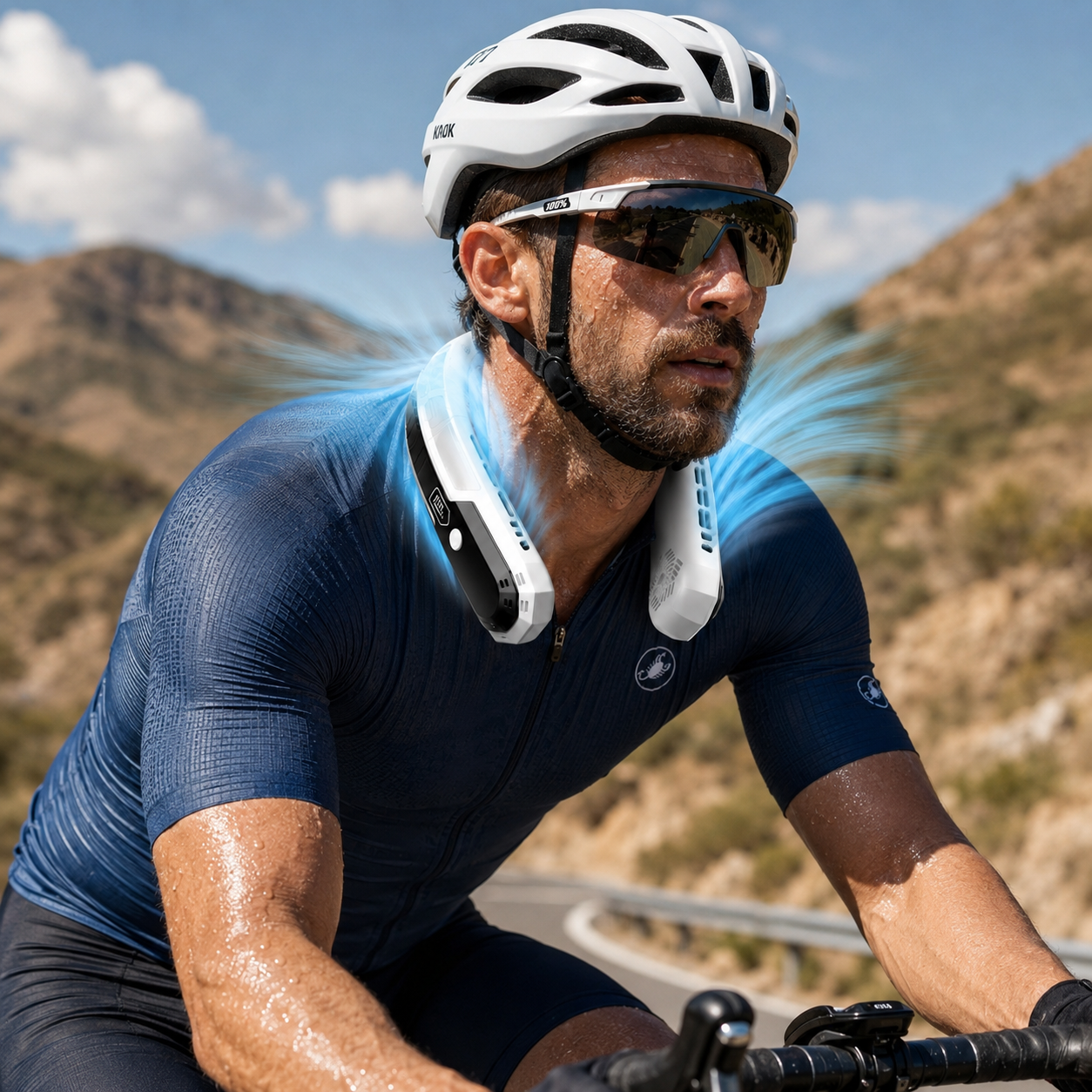 Sevaros AeroRide™ Performance Neck Fan – Bladeless Rechargeable Cooling Fan for Cycling & Outdoor Sports