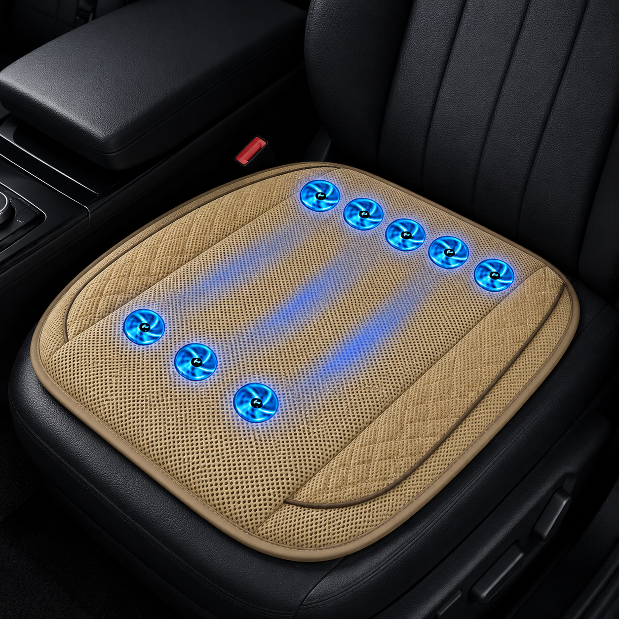 Sevaros AirDrive™ Car Seat Cooling Cushion 10 Fan Ventilated — Breathable Seat Pad for Car Truck Summer Driving Heat Relief