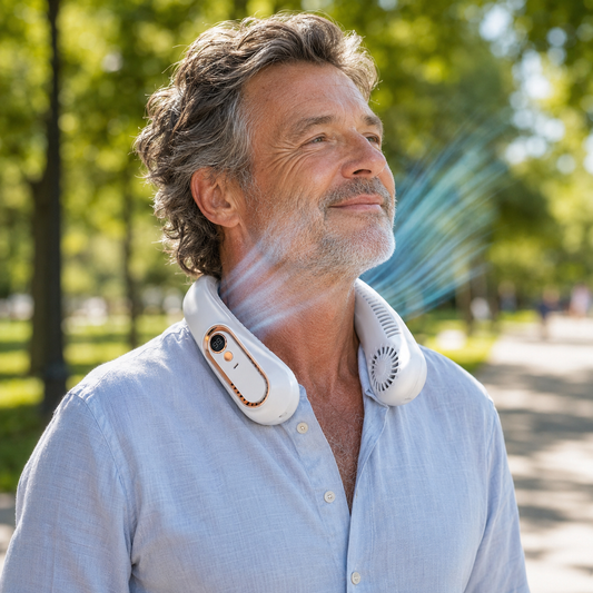 Sevaros SoftCool™ Lightweight Neck Fan – Quiet Rechargeable Wearable Cooling Fan