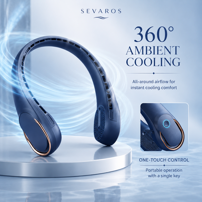 Sevaros ArcticFlow™ Portable Neck Fan Rechargeable 4000mAh — Wearable Neck Fan, Personal Cooling Fan, Hands Free Fan with 3 Speeds for Travel