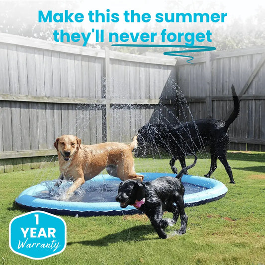 Sevaros HydroPaws™ Dog Cooling Splash Pad – Outdoor Sprinkler Water Play Mat for Dogs, Summer Cooling Pad, Backyard Splash Pool for Pets
