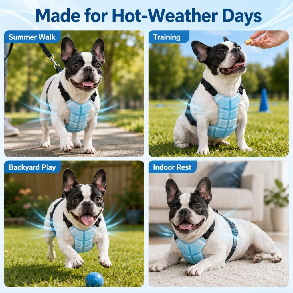 Sevaros FrostPaws Pet Cooling Vest Phase Change No Electricity – Reusable PCM Cooling Harness for Dogs Cats Summer Walks Outdoor | Sevaros FrostPaws