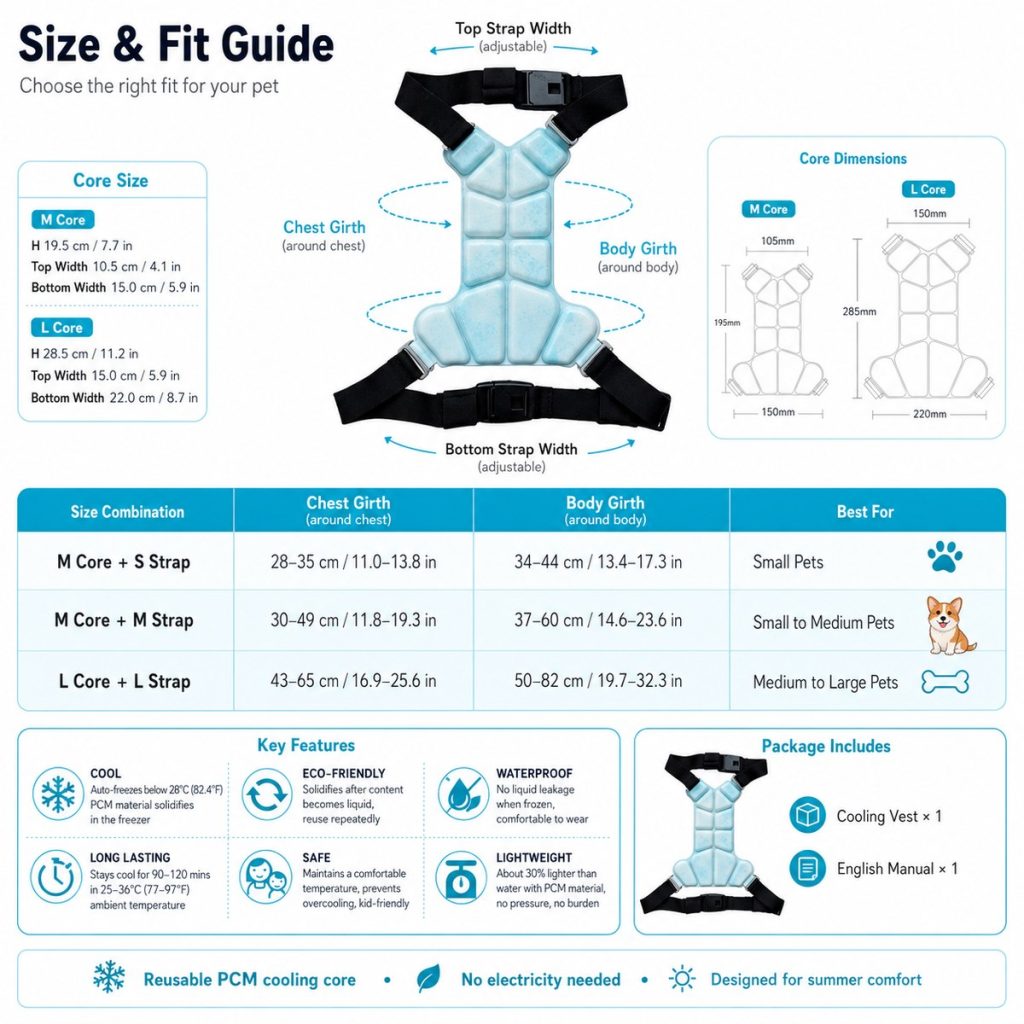 Sevaros FrostPaws Pet Cooling Vest Phase Change No Electricity – Reusable PCM Cooling Harness for Dogs Cats Summer Walks Outdoor | Sevaros FrostPaws