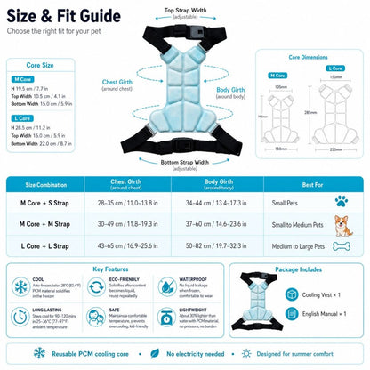 Sevaros FrostPaws Pet Cooling Vest Phase Change No Electricity – Reusable PCM Cooling Harness for Dogs Cats Summer Walks Outdoor | Sevaros FrostPaws